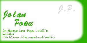 jolan popu business card